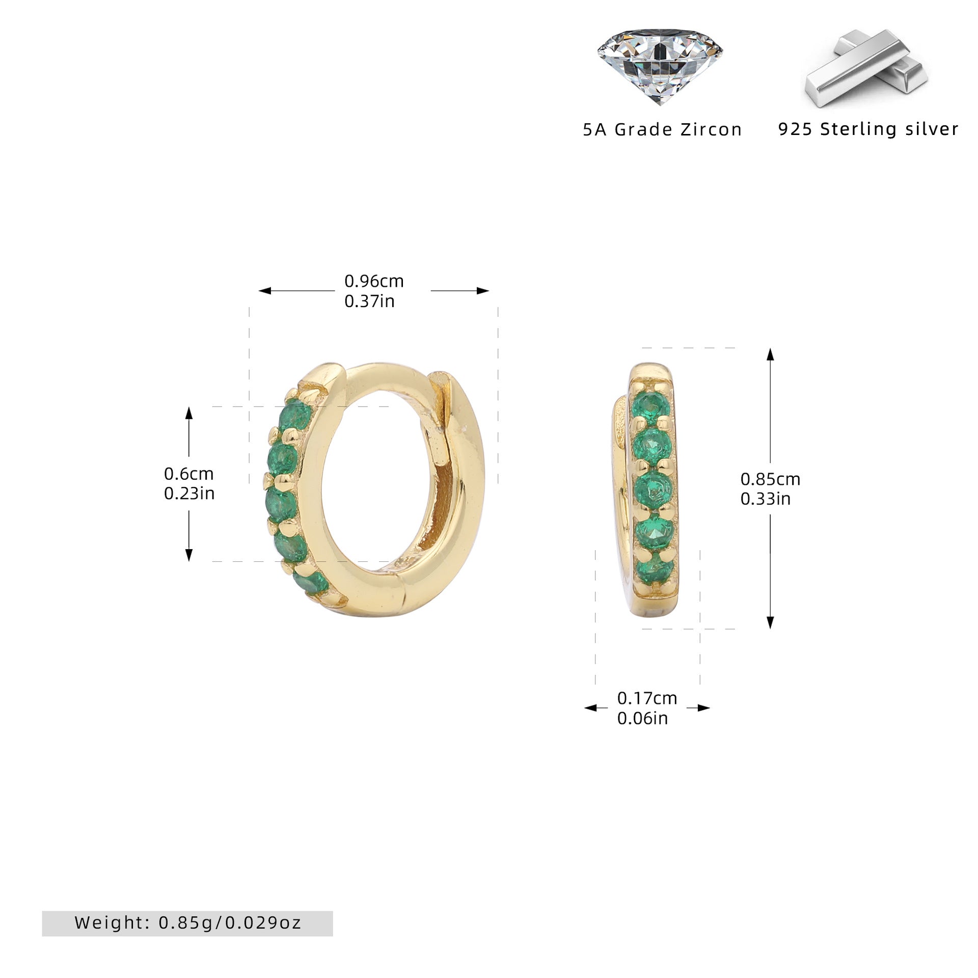 Damen Ohrcreolen mit funkelnden Zirkonsteinen aus hochwertigem 925 Sterling Silber Shop Nory