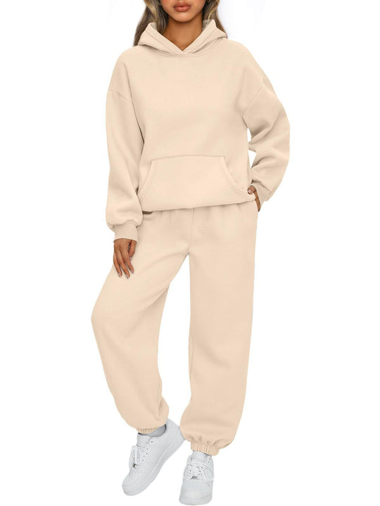 Damen nan Boxy-Hoodie und Palazzo-Jogger Set mit elastischem Knöchelbund Shop Nory