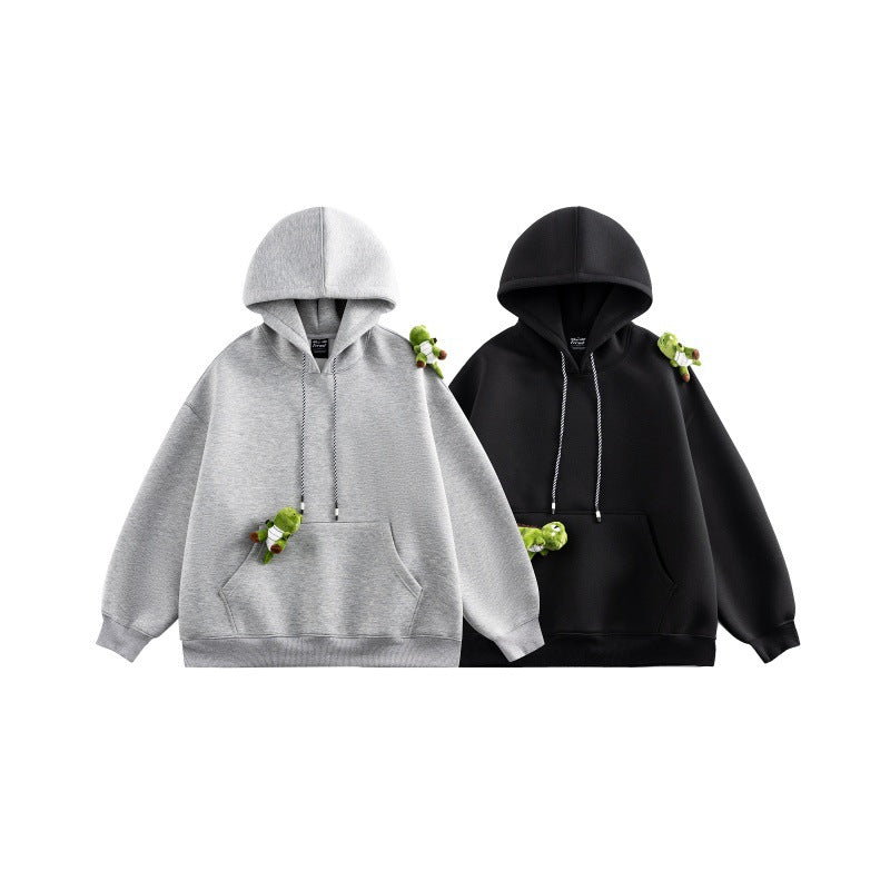 Unisex Oversize-Kapuzenpullover aus French-Terry mit Kängurutasche und abnehmbaren Plüschanhänger Shop Nory