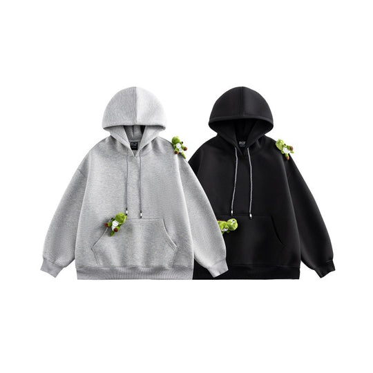 Unisex Oversize-Kapuzenpullover aus French-Terry mit Kängurutasche und abnehmbaren Plüschanhänger Shop Nory