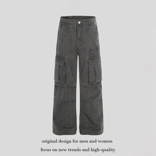 Damen Hochtaillierte Utility-Cargohose im eingewaschenen Look mit weitem Bein Shop Nory