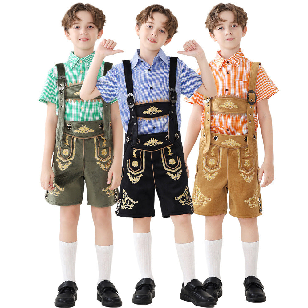 Unisex nan traditionelle Kinderlederhose mit verstellbaren Hosenträgern und aufwendiger Stickerei Shop Nory