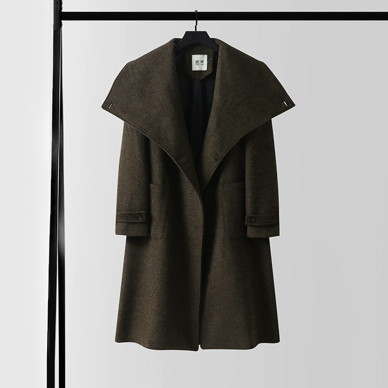 Damen Maxilanger Wollmix‑Mantel mit übergroßem Schalkragen und aufgesetzten Taschen Shop Nory