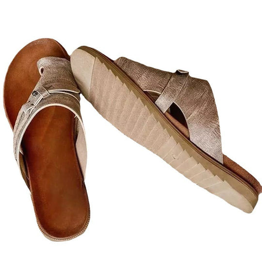 Damen komfortable Zehentrenner-Sandalen mit modischem Riemchen-Design