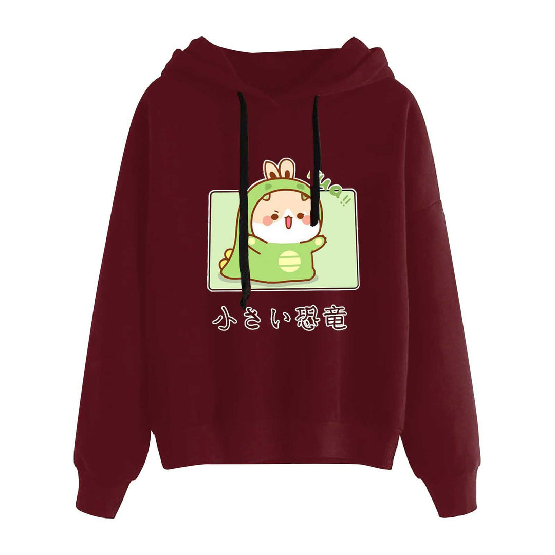 Damen nan kurz geschnittener Cropped-Kapuzenpullover mit niedlicher Frosch-Illustration und verstellbarer Kapuze Shop Nory