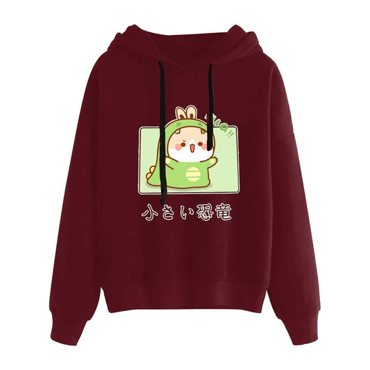 Damen nan kurz geschnittener Cropped-Kapuzenpullover mit niedlicher Frosch-Illustration und verstellbarer Kapuze Shop Nory