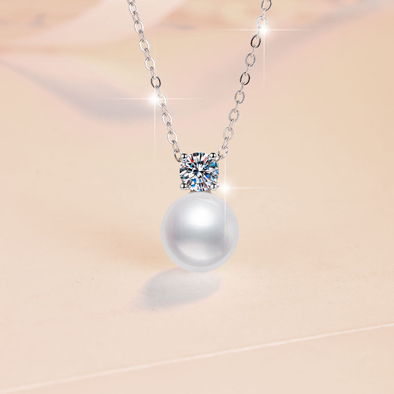 Damen Halskette mit funkelndem Perlenanhänger und Zirkonia Shop Nory