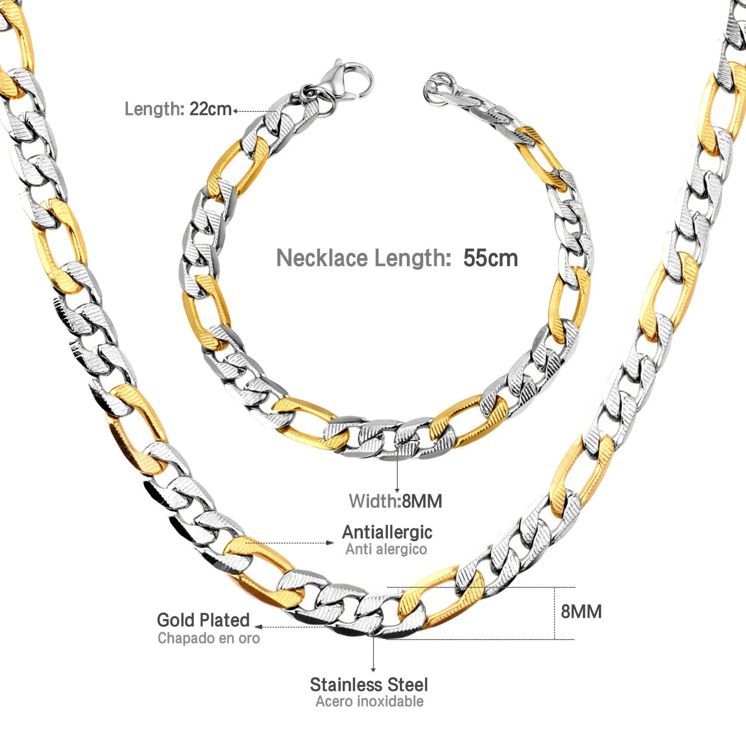 Damen edelstahl Armband mit goldplattierten Glieder-Design und verstellbarem Verschluss Shop Nory
