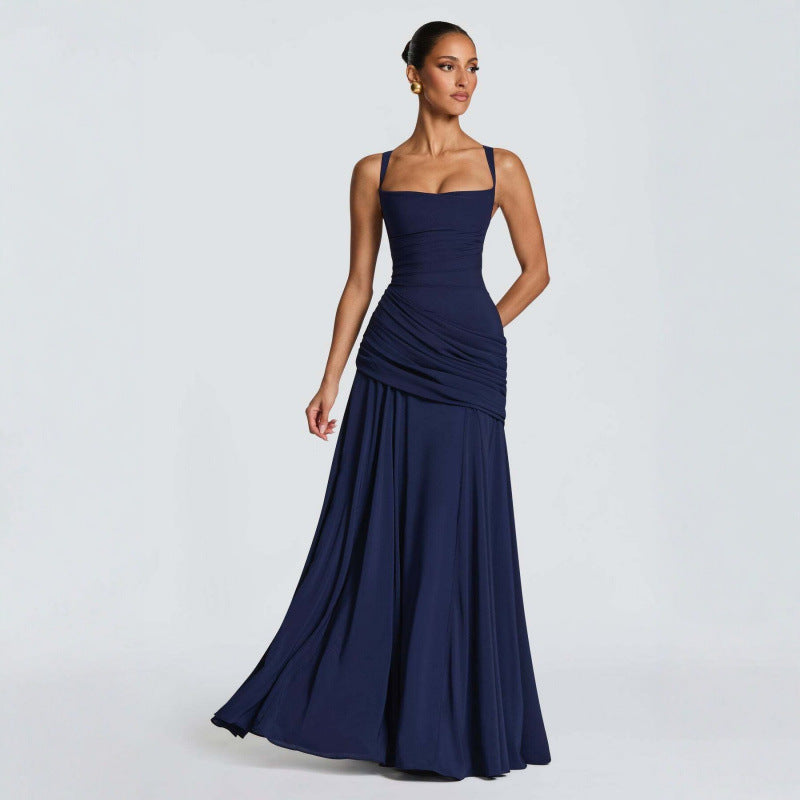 Damen Maxikleid mit dekorativen Rüschendetails und eleganter Taillierung
