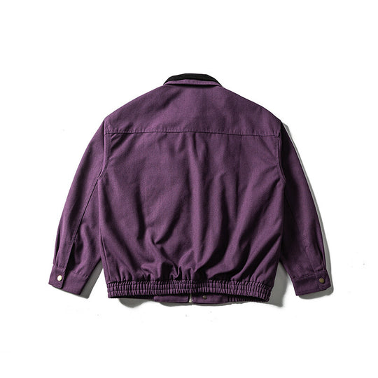 Herren Boxy-Canvas-Blousonjacke mit Cordkragen, Reißverschluss-Brusttaschen und elastischem Saum Shop Nory