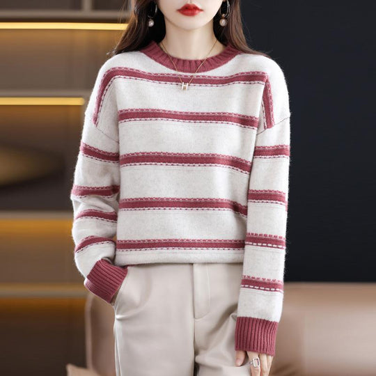 Damen Weicher Streifenpullover im Mohair‑Look mit kastenförmiger Silhouette Shop Nory