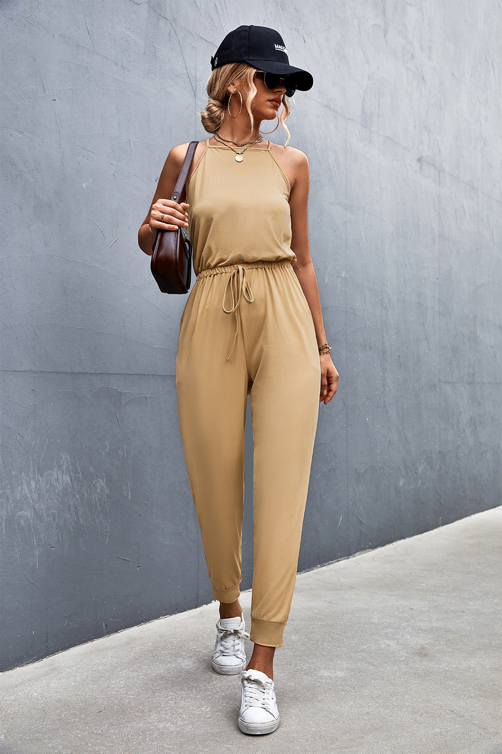 Damen Jumpsuit mit verstellbarem Taillenzug und luftiger Passform