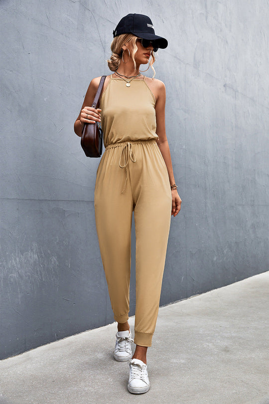 Damen Jumpsuit mit verstellbarem Taillenzug und luftiger Passform