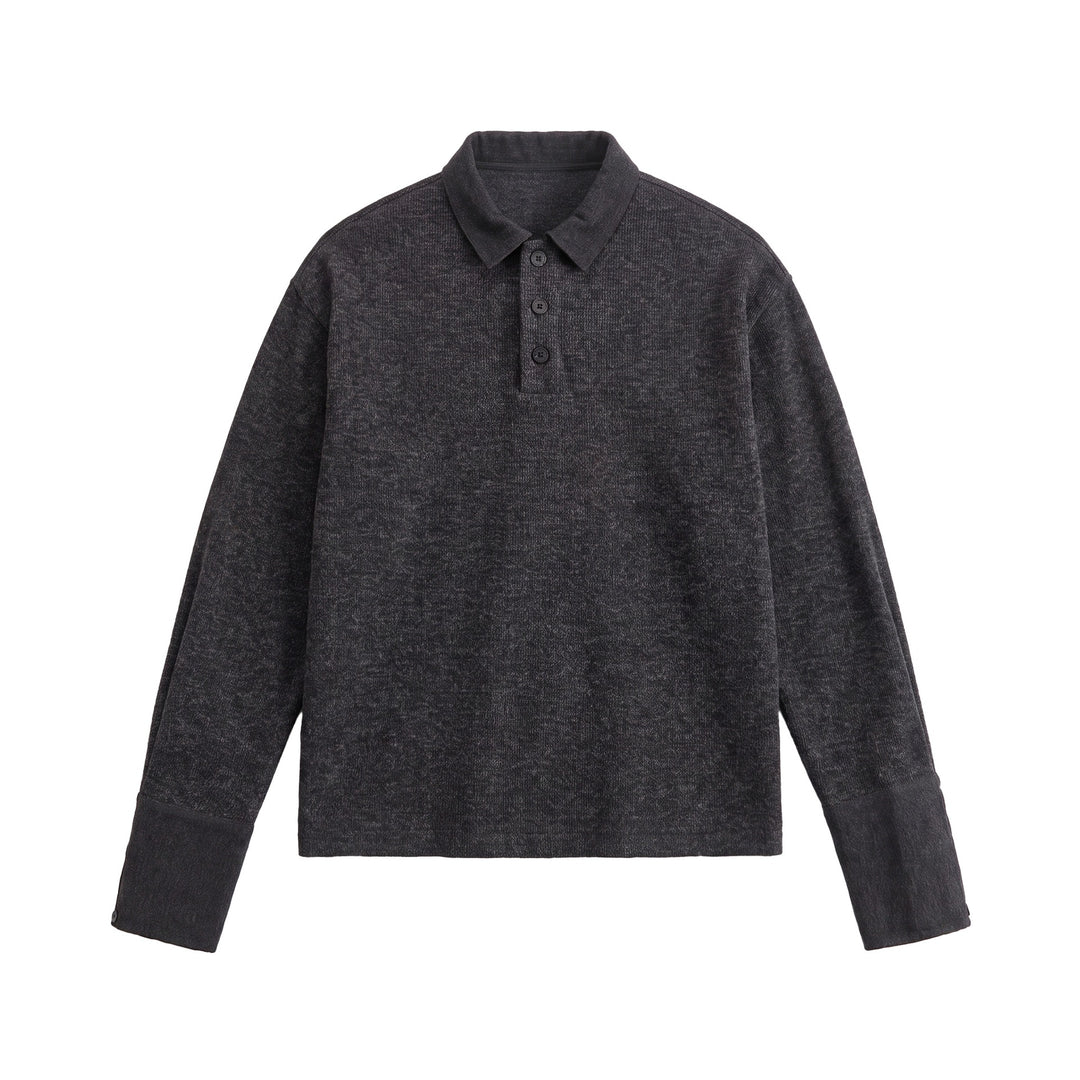 Unisex Boxy‑Polo‑Sweatshirt mit Kontrastkragen und verlängerten Ärmelbündchen Shop Nory