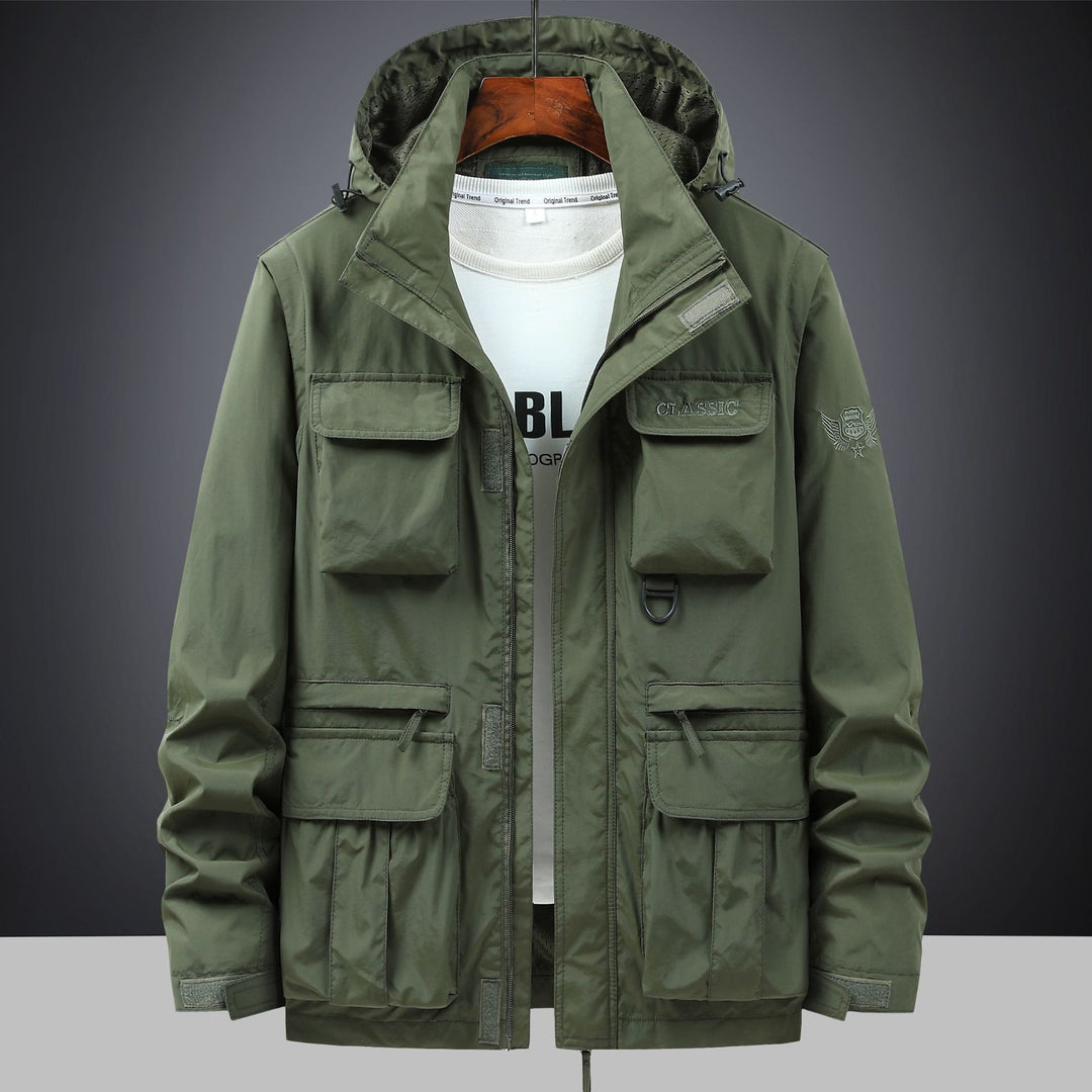 Herren Utility-Parka mit Multifach-Taschen, Kapuze und D-Ring Shop Nory