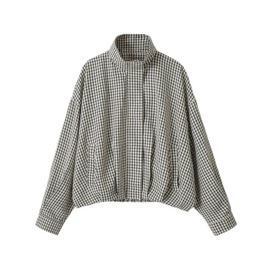 Damen Oversize Kurzjacke mit Stehkragen und Vichy-Karo Shop Nory