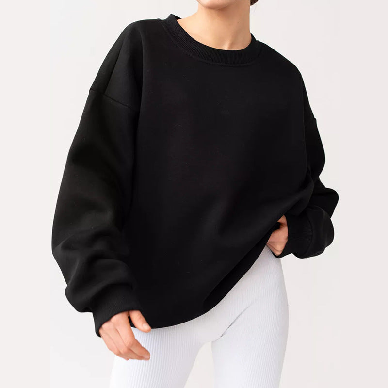 Damen oversized Sweatshirt mit Rundhalsausschnitt, French-Terry Innenfutter und überschnittener Schulter Shop Nory