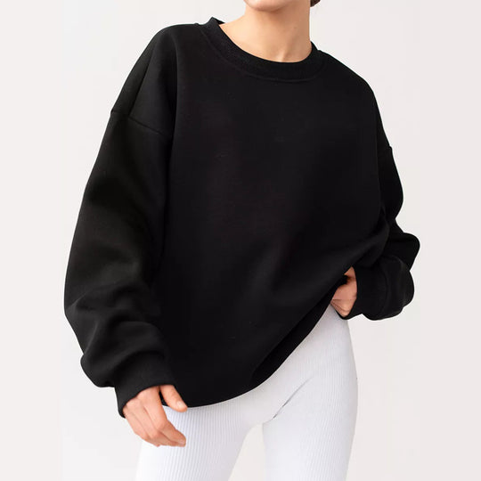 Damen oversized Sweatshirt mit Rundhalsausschnitt, French-Terry Innenfutter und überschnittener Schulter Shop Nory