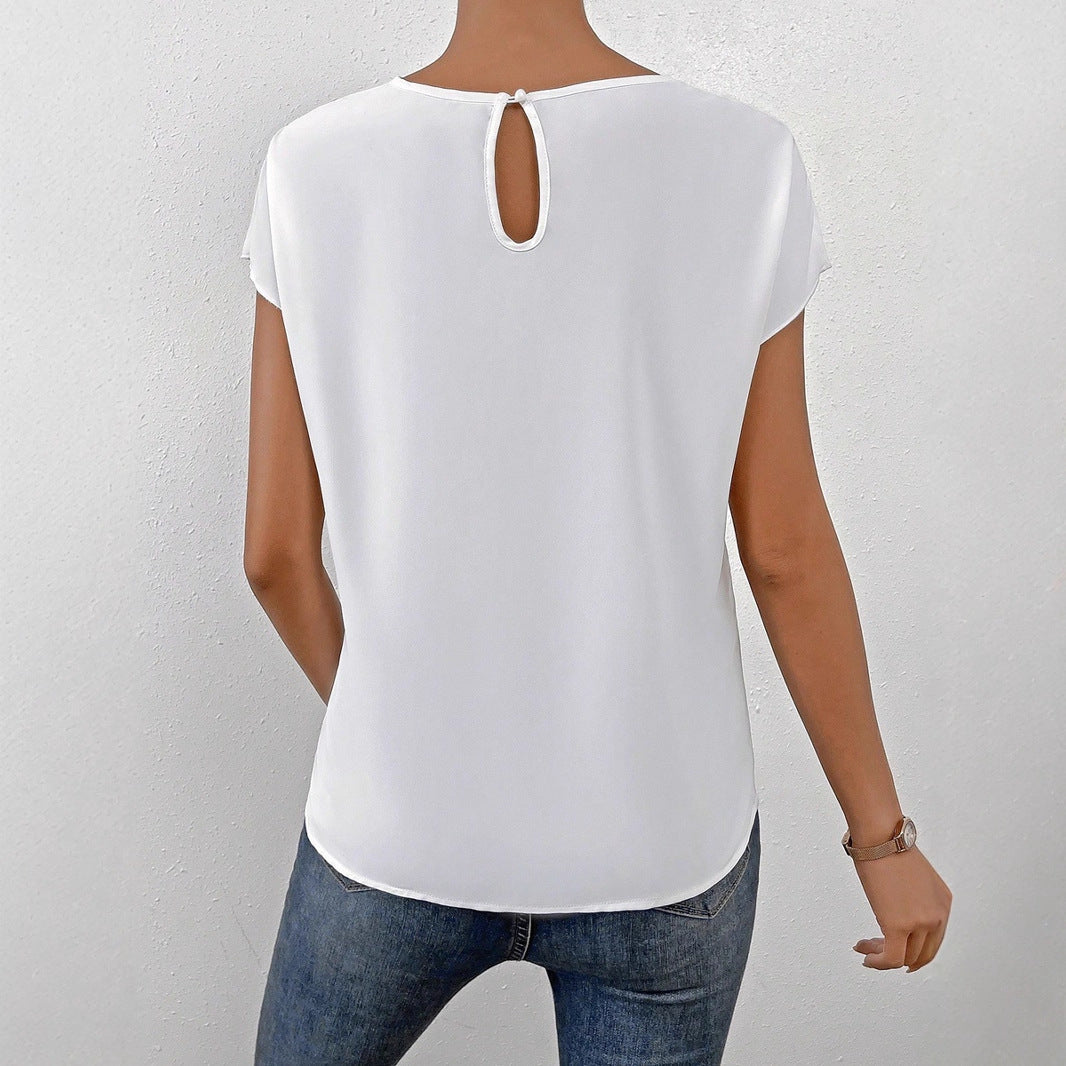 Damen Elegantes Kurzarm-Top mit modernem Schnitt und fließendem Stoff