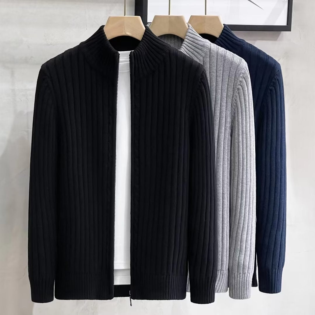 Herren Modische Strickjacke mit Reißverschluss und Rippenstruktur Shop Nory
