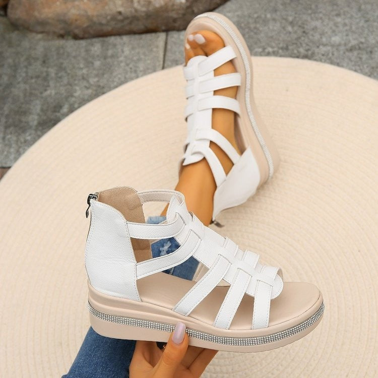 Damen Plateau-Sandalen mit verstellbarem Riemendesign und komfortablem Fußbett Shopnory