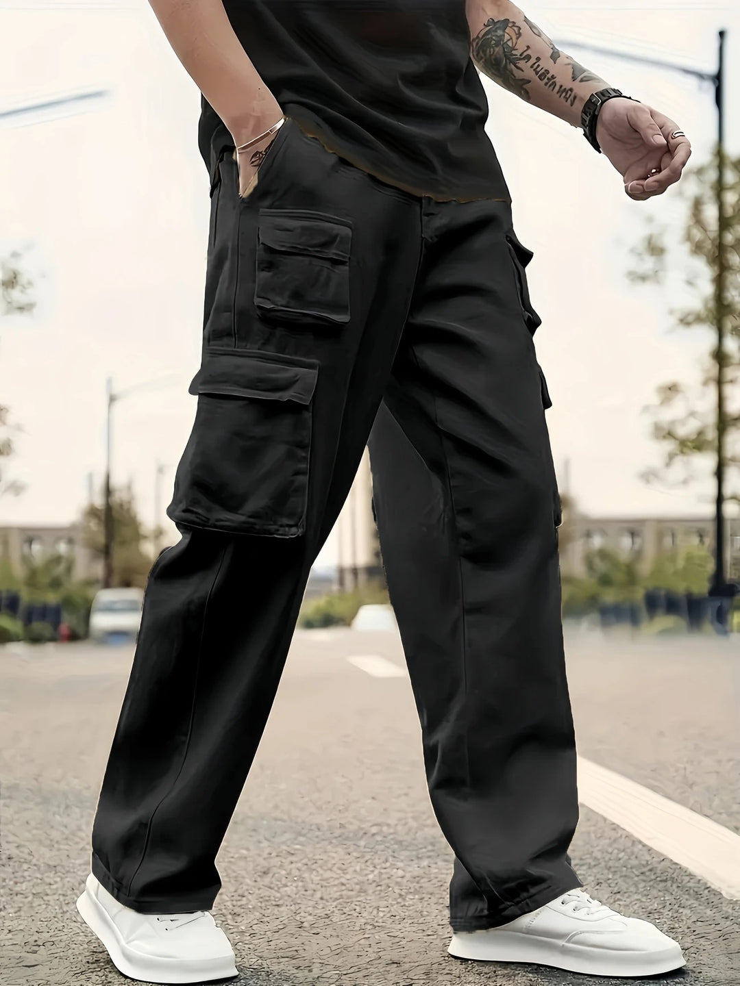 Herren Multifunktionale Cargo-Hose mit mehreren Klapptaschen und geradem Bein Shop Nory
