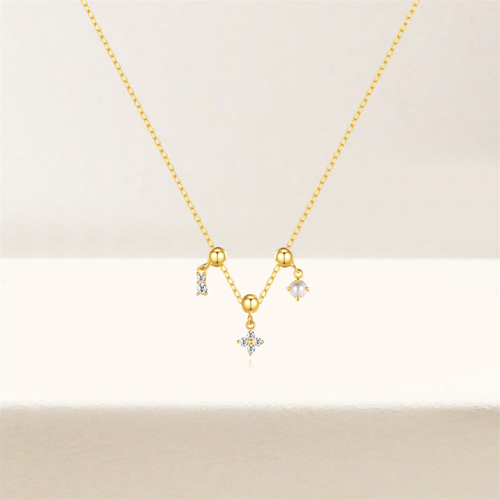 925 Sterling Silber Zirkon Kabelkette Beschichtung Geometrische Multi Charms Halskette | Shop Nory