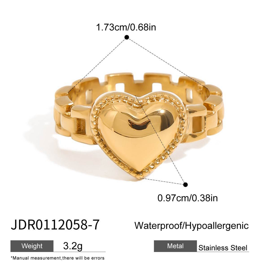 Damen Offener Ring mit herzförmigem Türkisstein aus hypoallergenem Edelstahl Shop Nory