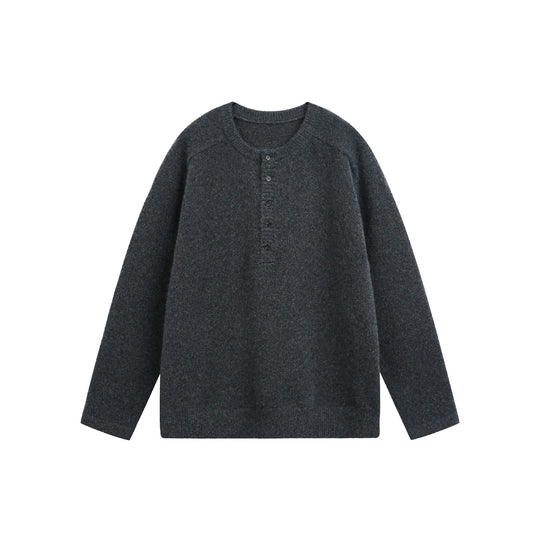 Damen Grobstrick-Henley-Pullover im Oversize-Schnitt mit Knopfleiste Shop Nory
