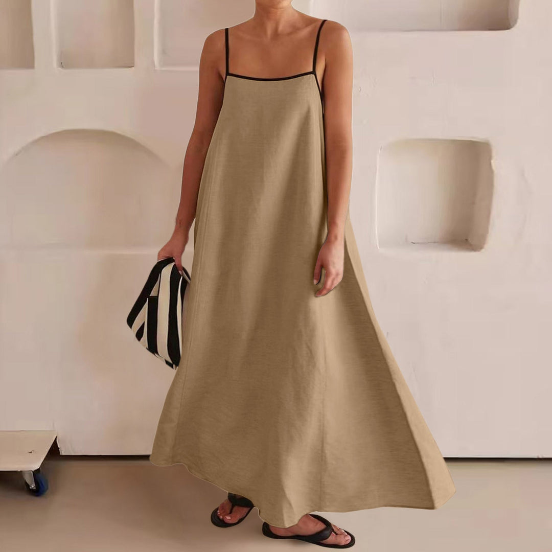Damen Sommerliches Maxikleid mit schmalen Spaghettiträgern und fließendem Schnitt