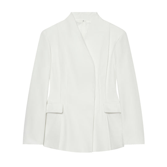 Damen Taillierter kragenloser Blazer mit Pattentaschen und feiner Teilungsnaht Shop Nory