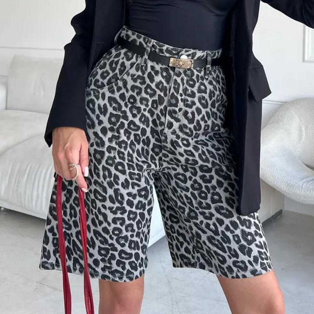 Damen Leopardenmuster Shorts Shopnory