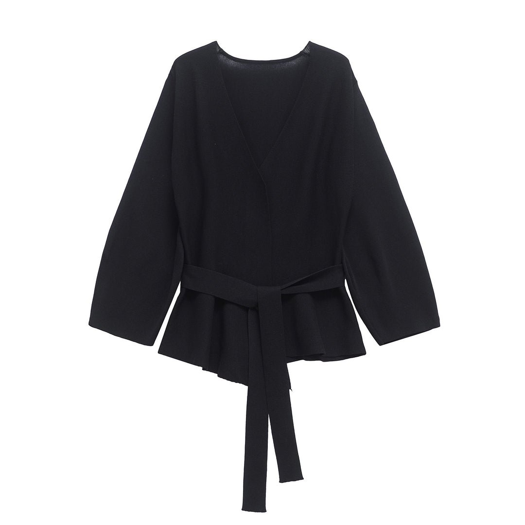 Damen Wickeljacke mit Taillengürtel und Volant-Saum Shop Nory
