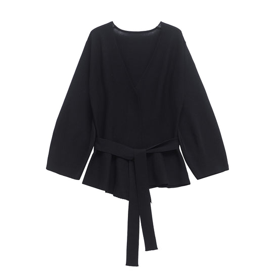 Damen Wickeljacke mit Taillengürtel und Volant-Saum Shop Nory