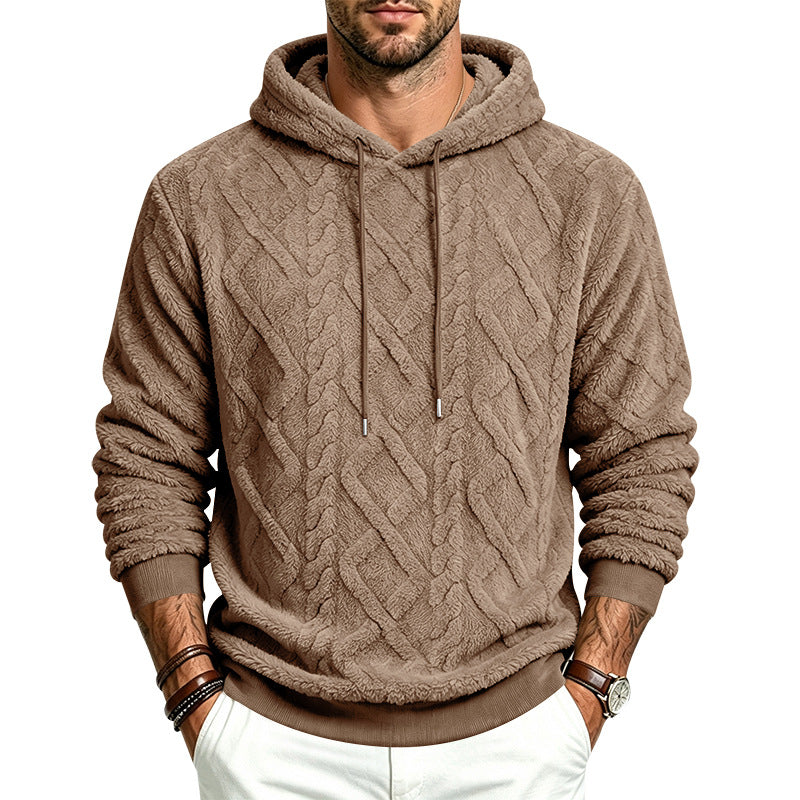 Herren Kuscheliger Sherpa-Kapuzenpullover mit Zopfstruktur und Rippbündchen Shop Nory