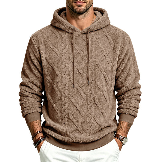 Herren Kuscheliger Sherpa-Kapuzenpullover mit Zopfstruktur und Rippbündchen Shop Nory