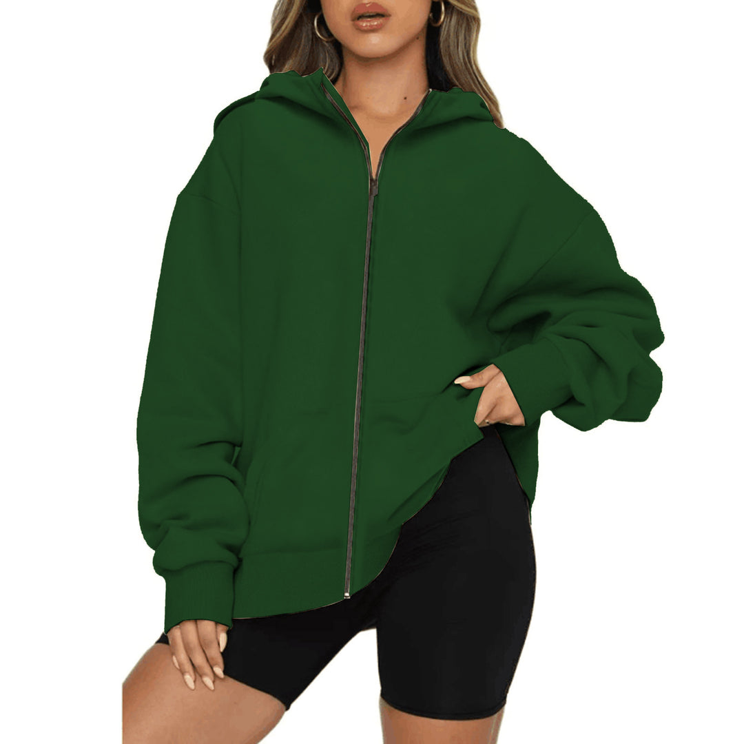 Damen nan leichte Zip-Kapuzenjacke im Relaxed-Fit mit Kängurutasche und gerippten Bündchen Shop Nory