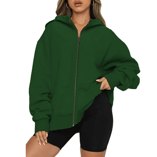 Damen nan leichte Zip-Kapuzenjacke im Relaxed-Fit mit Kängurutasche und gerippten Bündchen Shop Nory