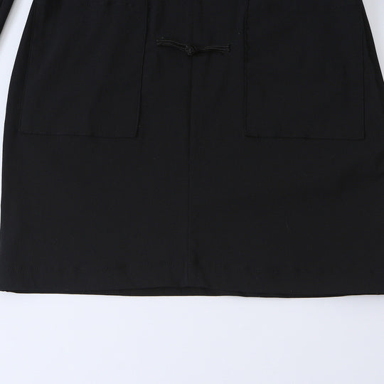 Damen Midilanger Mantel mit Stehkragen, traditionellen Knotenverschlüssen und geradem Schnitt Shop Nory