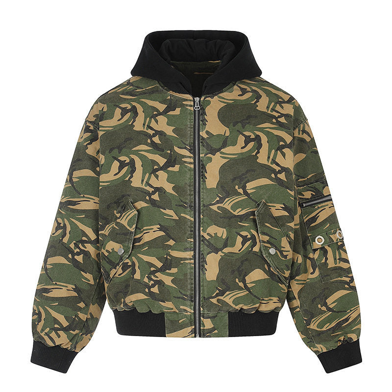 Damen Oversize-Utility Bomberjacke mit Kapuze, Reißverschluss-Front und Ärmel‑Tasche Shop Nory