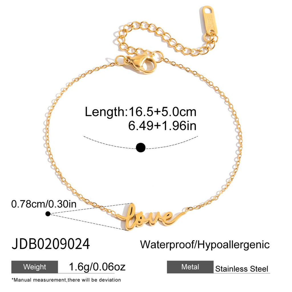 Damen Armkette mit feinem "Love"-Schriftzug aus hypoallergenem Edelstahl Shop Nory