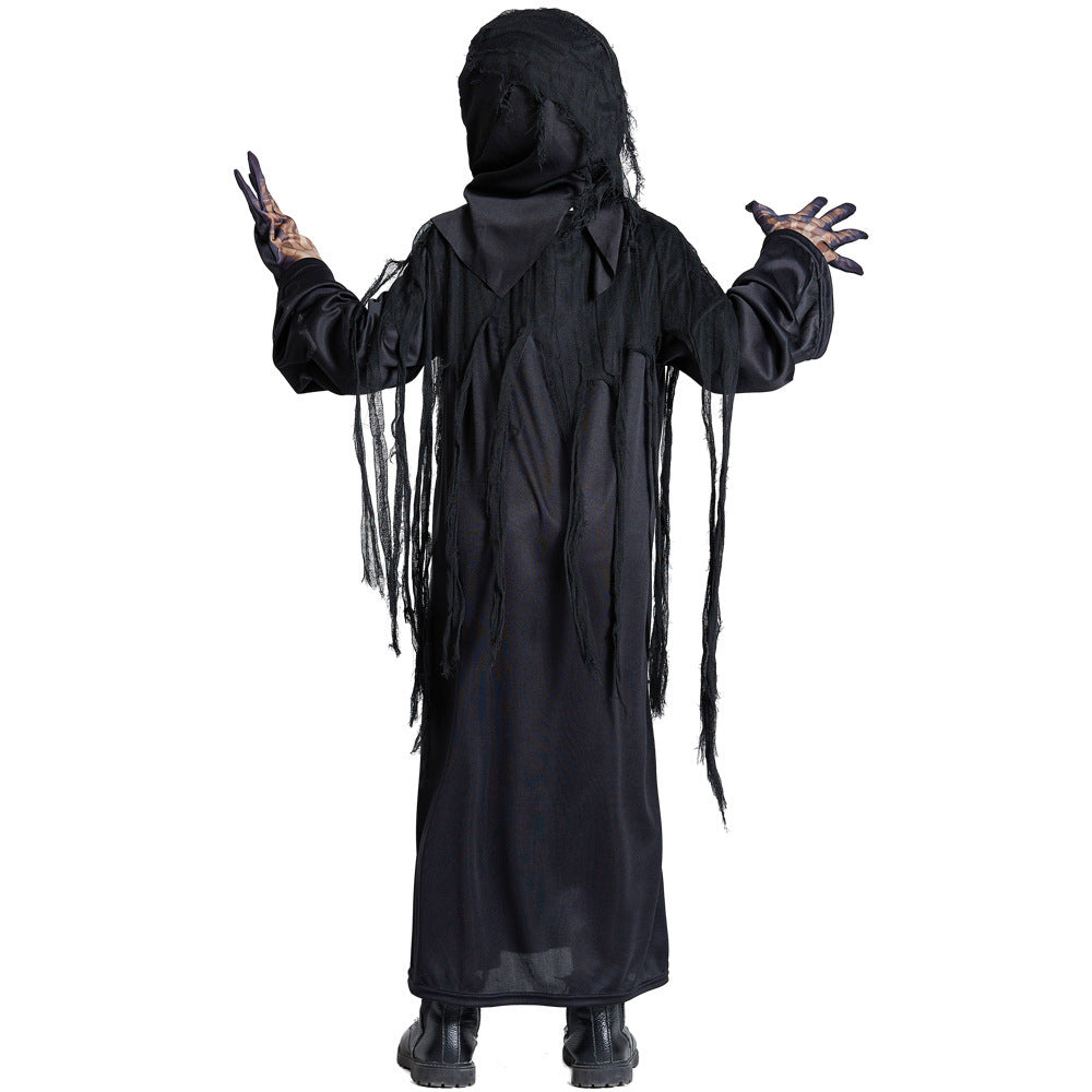 Unisex Gespenstische Skelettkostüm mit Kapuze und Fransen Shop Nory