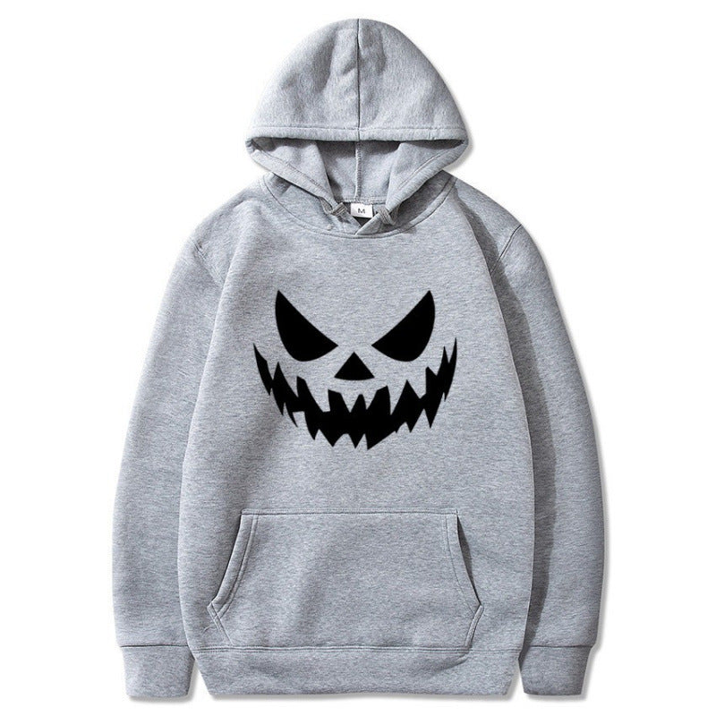 Unisex Kapuzenpullover mit gruseligem Kürbisgesicht-Print und Oversize Kängurutasche Shop Nory
