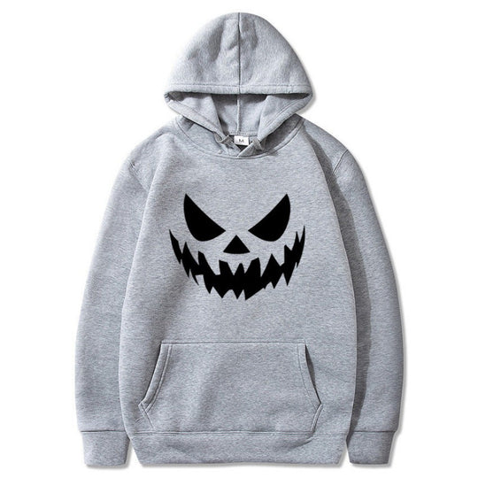 Unisex Kapuzenpullover mit gruseligem Kürbisgesicht-Print und Oversize Kängurutasche Shop Nory