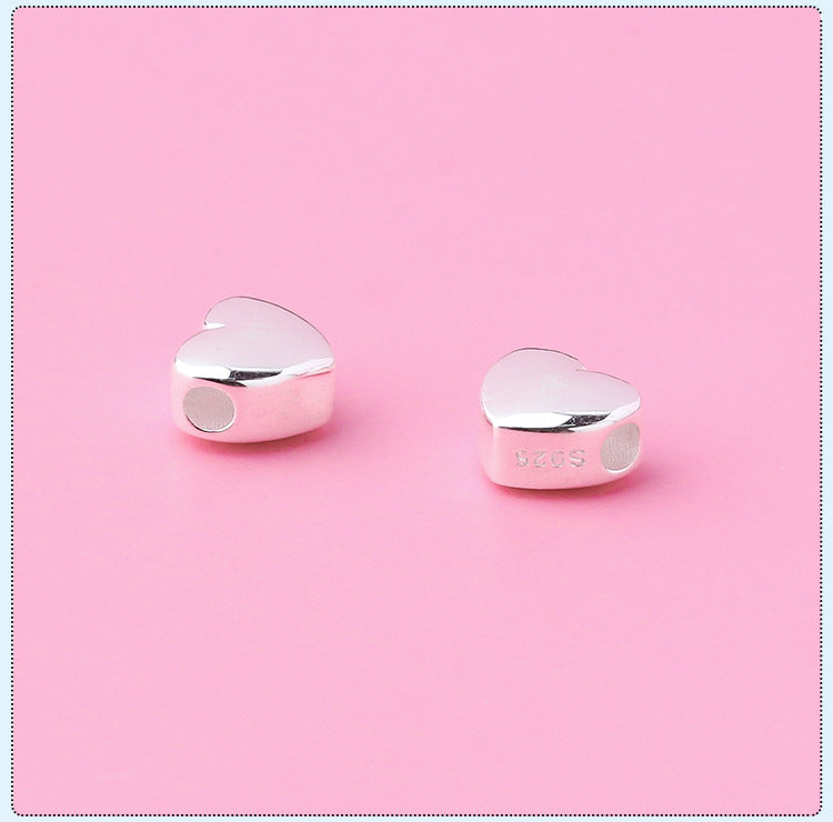 S925 Silber Prime Silber Solide Horizontale Glänzende Herzförmige Spacer Perlen Herzförmige Silber Perlen DIY Perlenarmband Silber Zubehör | Shop Nory