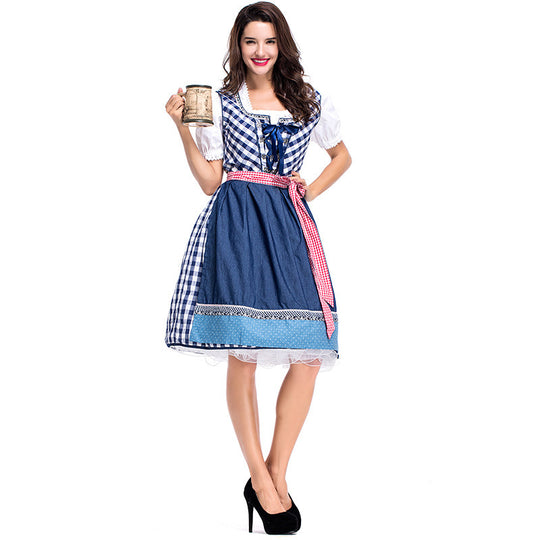 Damen nan traditionelles Trachten Dirndlkleid mit herzförmigem Ausschnitt, Schnürung und abnehmbarer Schürze Shop Nory