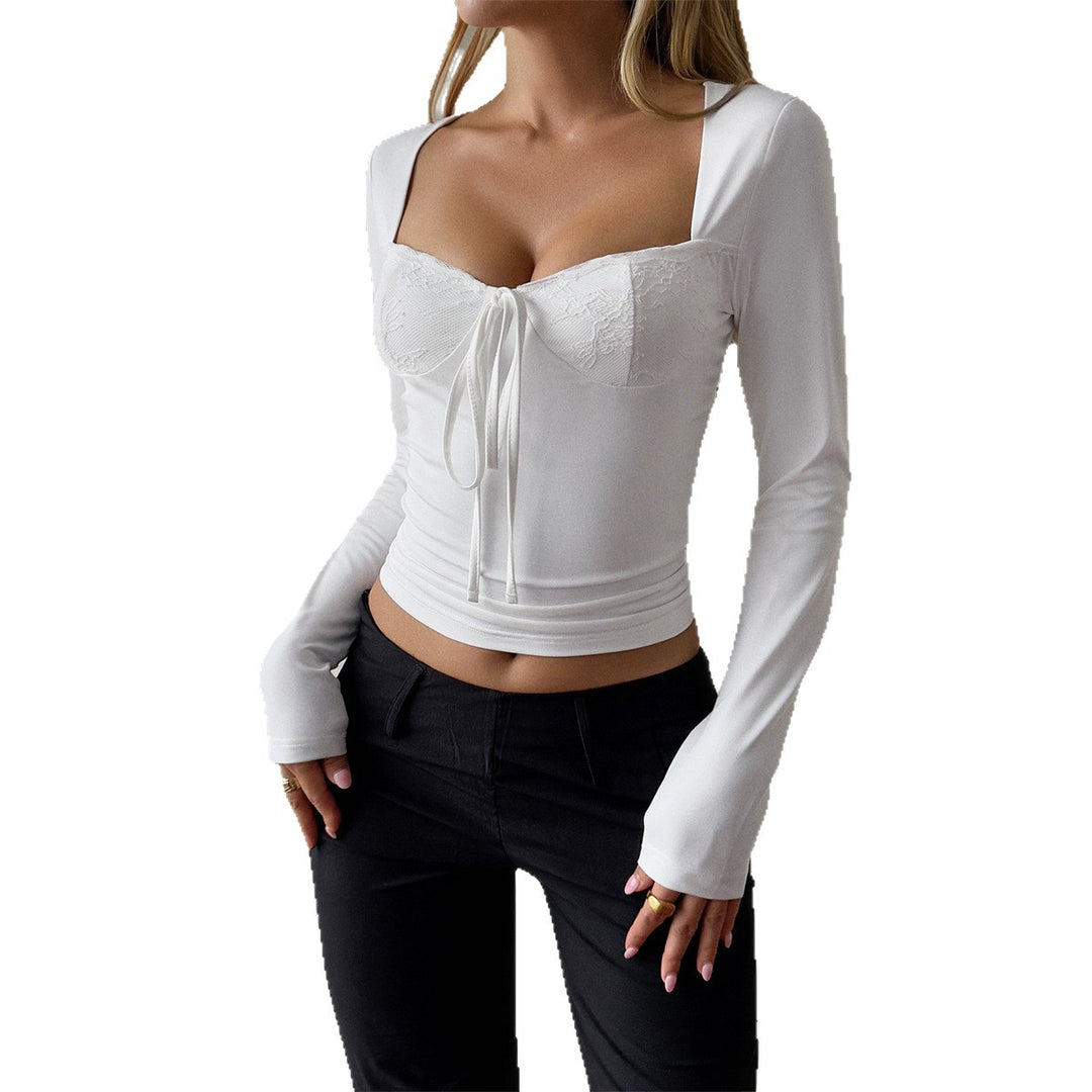 Damen nan tailliertes Bustier-Top mit quadratischem Ausschnitt, Spitzencups und Bindeband Shop Nory