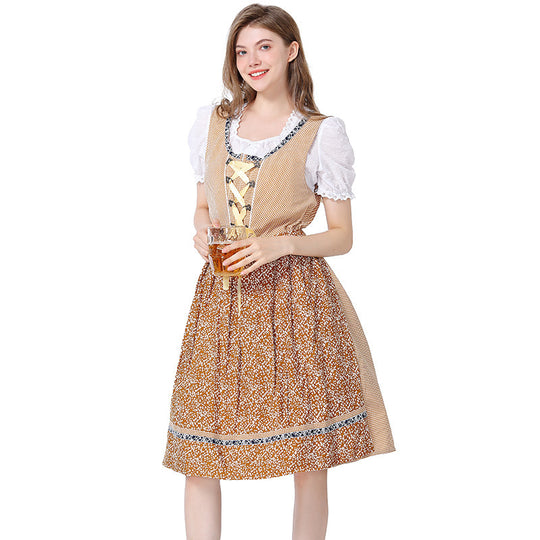 Damen nan traditionelles Oktoberfest Dirndlkleid mit Spitzenbluse, verstellbarer Korsettschnürung und geblümter Schürze Shop Nory