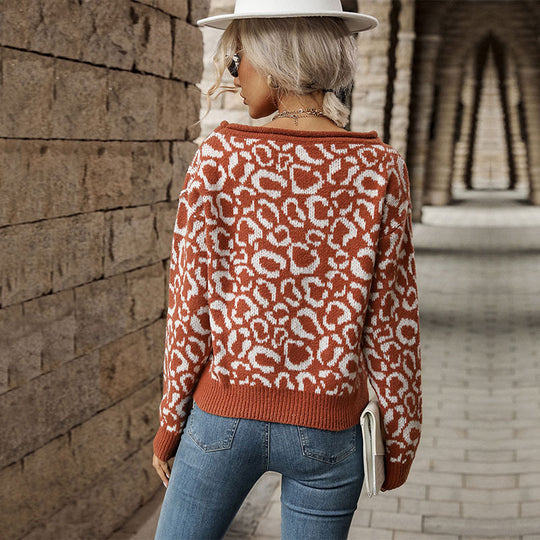 Damen Oversize-Feinstrickpullover mit Off-Shoulder und Animal-Jacquard Shop Nory