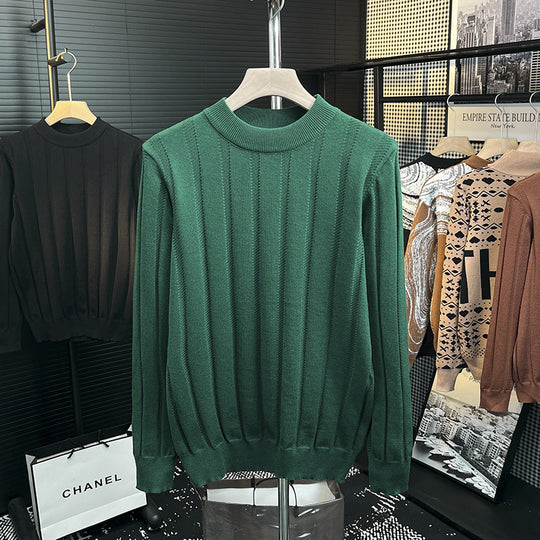 Herren Feinstrick-Pullover mit vertikaler Rippenstruktur und kurzem Stehkragen Shop Nory